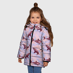 Куртка зимняя для девочки Акулы на фоне неба, цвет: 3D-красный — фото 2