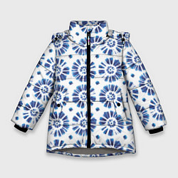 Куртка зимняя для девочки Тай-дай гжель, цвет: 3D-светло-серый