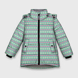 Куртка зимняя для девочки Белые и розовые узоры - минимализм, цвет: 3D-светло-серый