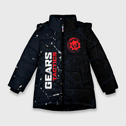 Куртка зимняя для девочки Gears of War красно-белой лого на темном фоне, цвет: 3D-черный