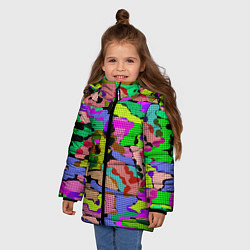 Куртка зимняя для девочки Разноцветный клетчатый камуфляж, цвет: 3D-светло-серый — фото 2