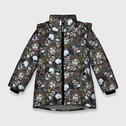 Куртка зимняя для девочки Череп и женщина, цвет: 3D-светло-серый