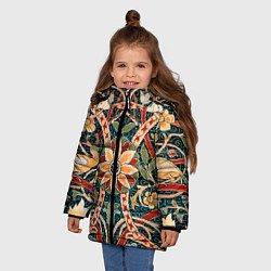 Куртка зимняя для девочки Ковер с птицами, цвет: 3D-красный — фото 2