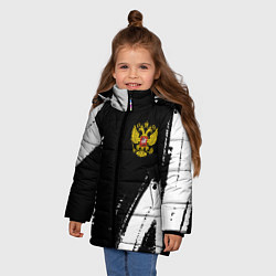 Куртка зимняя для девочки Монтажник из России и герб РФ: надпись, символ, цвет: 3D-черный — фото 2