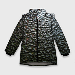 Куртка зимняя для девочки Неровная металлическая поверхность, цвет: 3D-светло-серый