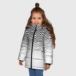 Куртка зимняя для девочки Гипнотические узоры, градиент, цвет: 3D-светло-серый — фото 2