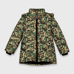 Куртка зимняя для девочки Милитари круг, цвет: 3D-черный