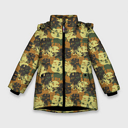 Куртка зимняя для девочки Милитари череп, цвет: 3D-черный