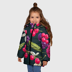 Куртка зимняя для девочки Ягодки нарисованные, цвет: 3D-светло-серый — фото 2