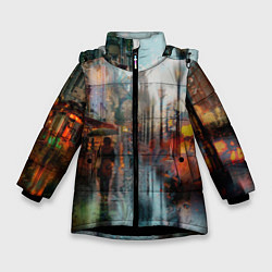 Куртка зимняя для девочки В Питере дождь, цвет: 3D-черный