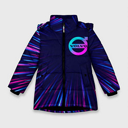 Куртка зимняя для девочки Volvo neon speed lines, цвет: 3D-черный