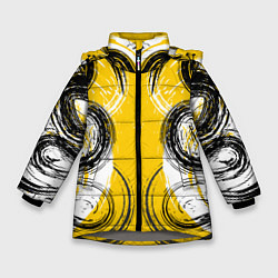 Куртка зимняя для девочки Абстрактный развод краской по холсту, цвет: 3D-светло-серый