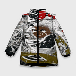 Куртка зимняя для девочки Абстракция мазки цветной краски графика, цвет: 3D-черный