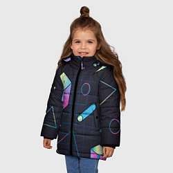 Куртка зимняя для девочки Геометрические фигуры на темном фоне, цвет: 3D-красный — фото 2