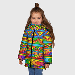 Куртка зимняя для девочки Красивый цветной орнамент, цвет: 3D-светло-серый — фото 2