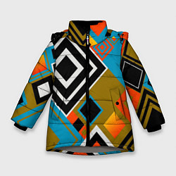 Куртка зимняя для девочки Фон из разноцветных квадратов, цвет: 3D-светло-серый