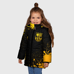 Куртка зимняя для девочки Barcelona - gold gradient: надпись, символ, цвет: 3D-черный — фото 2
