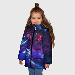 Куртка зимняя для девочки Абстрактное космическое пространство, цвет: 3D-черный — фото 2