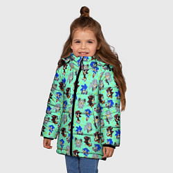 Куртка зимняя для девочки Ежик Соник и его друзья, цвет: 3D-светло-серый — фото 2