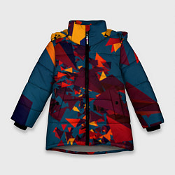 Куртка зимняя для девочки Множество тетраэдров в абстракции, цвет: 3D-светло-серый