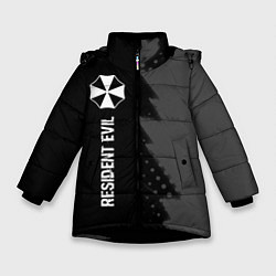 Зимняя куртка для девочки Resident Evil glitch на темном фоне: по-вертикали