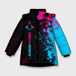 Зимняя куртка для девочки Assassins Creed - neon gradient: по-вертикали