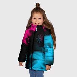 Куртка зимняя для девочки Dark Souls - neon gradient: надпись, символ, цвет: 3D-черный — фото 2