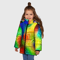 Куртка зимняя для девочки Разноцветная абстрактная композиция, цвет: 3D-светло-серый — фото 2
