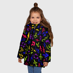 Куртка зимняя для девочки Паттерн из разноцветных стрелочек, цвет: 3D-красный — фото 2
