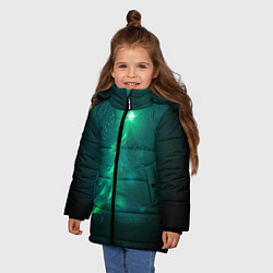 Куртка зимняя для девочки Новогодняя неоновая кибер-елочка, цвет: 3D-черный — фото 2