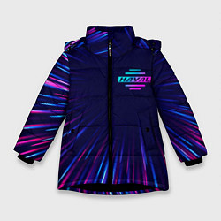 Куртка зимняя для девочки Haval neon speed lines, цвет: 3D-черный