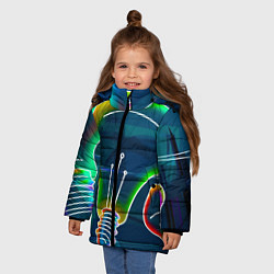 Куртка зимняя для девочки Неоновые лампы - коллаж, цвет: 3D-светло-серый — фото 2