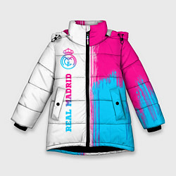 Зимняя куртка для девочки Real Madrid neon gradient style: по-вертикали