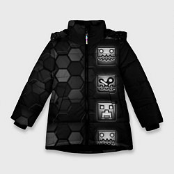 Куртка зимняя для девочки Geometry Dash game, цвет: 3D-черный