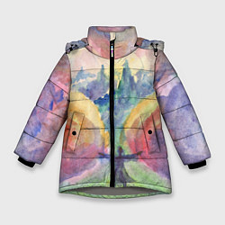 Куртка зимняя для девочки Тучи разведу руками - свобода, цвет: 3D-светло-серый
