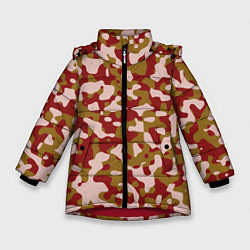 Куртка зимняя для девочки Камуфляж German Desert, цвет: 3D-красный