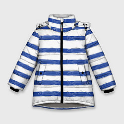 Куртка зимняя для девочки Рыбы в полоску, цвет: 3D-светло-серый