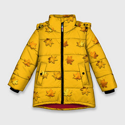 Куртка зимняя для девочки Цвета осени: листья клена, цвет: 3D-красный