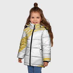 Куртка зимняя для девочки Белый с золотом мрамор, цвет: 3D-красный — фото 2