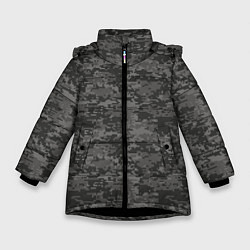 Куртка зимняя для девочки Камуфляж AOR-2 серый пиксель, цвет: 3D-черный