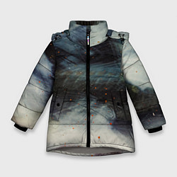 Куртка зимняя для девочки Туман и тьма в абстракции, цвет: 3D-светло-серый