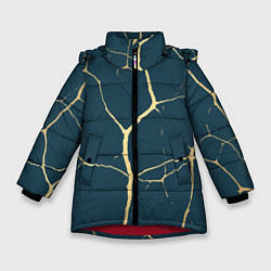 Куртка зимняя для девочки Золотые линии, цвет: 3D-красный