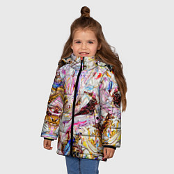 Куртка зимняя для девочки Aesthetic visual art galaxy slime, цвет: 3D-светло-серый — фото 2