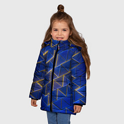 Куртка зимняя для девочки Синие треугольники и жёлтый свет, цвет: 3D-красный — фото 2