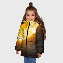 Куртка зимняя для девочки Солнце в космосе, цвет: 3D-светло-серый — фото 2
