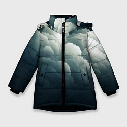 Куртка зимняя для девочки Темные тучи - иллюстрация, цвет: 3D-черный