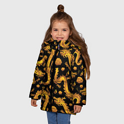 Куртка зимняя для девочки Golden dragons, цвет: 3D-черный — фото 2