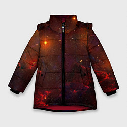 Куртка зимняя для девочки Звездная бескрайняя вселенная, цвет: 3D-красный