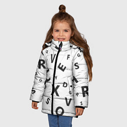 Куртка зимняя для девочки Английский алфавит, цвет: 3D-черный — фото 2
