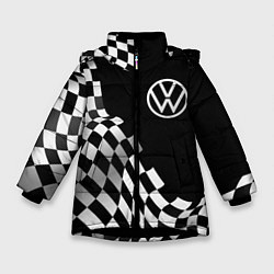 Куртка зимняя для девочки Volkswagen racing flag, цвет: 3D-черный